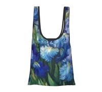 JIUFOTK Borsa per la spesa pieghevole e riutilizzabile con stampa di iris blu, borsa portatile per l'uso quotidiano.