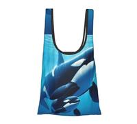 JIUFOTK Borsa per la spesa pieghevole e riutilizzabile con stampa di orca assassina, borsa portatile per l'uso quotidiano.