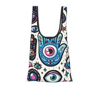 JIUFOTK Borsa per la spesa pieghevole e riutilizzabile con stampa di un tacchino con l'occhio del male, borsa portatile per la spesa quotidiana.