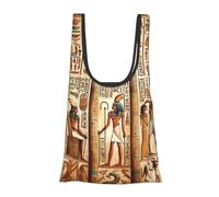 JIUFOTK Borsa per la spesa pieghevole e riutilizzabile ispirata all'antica civiltà egizia, borsa portatile per l'uso quotidiano.