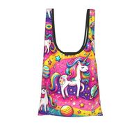 JIUFOTK Borsa per la spesa pieghevole e riutilizzabile Rainbow Horse Dreams, borsa portatile per la spesa quotidiana