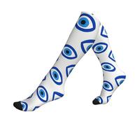 JIUFOTK Calze a compressione per polpaccio con occhio turco contro il malocchio, unisex, a metà polpaccio, per uso quotidiano.