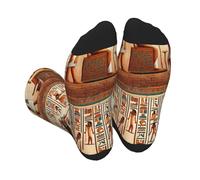 JIUFOTK Calzini unisex con blocchi di colore e geroglifici egizi in stile retrò, morbidi, elasticizzati, in poliestere, a metà polpaccio, comodi e casual, adatti a numeri di scarpe dal 36 al 45.