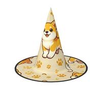 JIUFOTK Cappello da strega di Halloween a forma di cucciolo di Shiba-Inu con parte superiore pieghevole, cappello da costume pieghevole per feste e cosplay