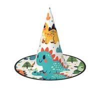 JIUFOTK Cappello da strega di Halloween a forma di dinosauro, colorato e kawaii, con parte superiore pieghevole, cappello pieghevole per feste e cosplay.