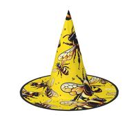 JIUFOTK Cappello da strega di Halloween Bee-Mode-Buzz con parte superiore pieghevole, cappello da costume pieghevole per feste e cosplay
