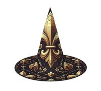 JIUFOTK Cappello da strega di Halloween con giglio dorato di lusso e parte superiore pieghevole, cappello pieghevole per costumi da festa e cosplay