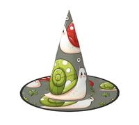 JIUFOTK Cappello da strega di Halloween con lumache e funghi kawaii e parte superiore pieghevole, cappello pieghevole per feste e cosplay
