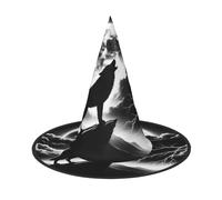 JIUFOTK Cappello da strega di Halloween con parte superiore pieghevole, con potere di ululare, temporale e lupo, per feste e cosplay.