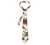 JIUFOTK Cardinal Birds Christmas Holly Classic Ties for Men Trendy Graphic Printing Necktie Wedding Business