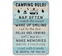 JIUFOTK Cartello con regole per il campeggio, divertente per camper, cabina, camper, uso esterno ed interno, 8x12 pollici