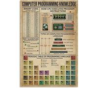 JIUFOTK Cartello in latta retrò vintage per la conoscenza della programmazione informatica, per infografica, poster in metallo per bar, caffè e scuola, 5,5x8 pollici