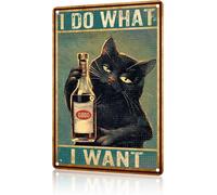 JIUFOTK Cartello in metallo con gatto, faccio quello che voglio, cartello divertente per gli amanti dei gatti, regali per casa, ufficio, cucina, 12x16 pollici