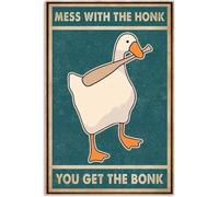 JIUFOTK Cartello in metallo con scritta Mess With The Honk You Get The Bonk, decorazione da parete per casa, hotel, ristorante, bar, caffetteria, esterno, 5,5x8 pollici
