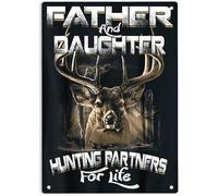 JIUFOTK Cartello in metallo con scritta Padre e figlia, compagni di caccia per la vita, per casa, ufficio, ristoranti, bar, pub, caverna per uomini, 8x12 pollici