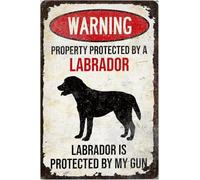 JIUFOTK Cartello Labrador Retriever Attenti al cane, cartello in metallo, decorazione da parete per caverna dell'uomo 8x12 pollici