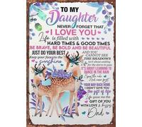 JIUFOTK Cervo a mia figlia Non dimenticare mai che ti amo Fai del tuo meglio per tornare a casa Con amore e baci Papà Grazie Cartello in alluminio Decorazione murale Cartello in metallo 5,5x8 pollici