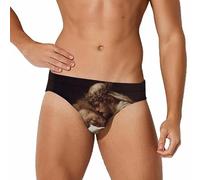 JIUFOTK Costume da Bagno da Uomo con Leone, Agnello e Dio, Bikini, Slip da Bagno, Pantaloncini da Surf, Boxer