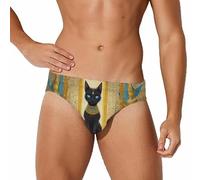 JIUFOTK Costume da Bagno da Uomo con Stampa del Dio Gatto dell'antico Egitto, Bikini, Slip da Bagno, Pantaloncini da Surf.