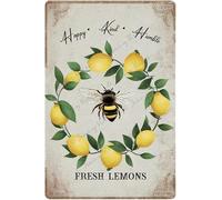 JIUFOTK Decorazione da cucina vintage con limone, cartelli Sii umile, sii gentile per strada, casa, cortile, giardino, camera da letto, ufficio, hotel, bar e pub, decorazione da parete c 8x12 pollici