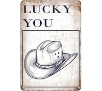 JIUFOTK Decorazione da parete per la camera della nipote in stile costiero, cappelli da cowgirl blu, decorazione da parete per la camera da letto delle ragazze adolescenti, in metallo, 5,5x8 pollici