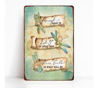 JIUFOTK Decorazione per la stanza con scritta Libellula che significa Accetta ciò che è, lascia andare ciò che era, abbi fede in ciò che sarà, ispirazione, targa in metallo vintage, 12x16 pollici.