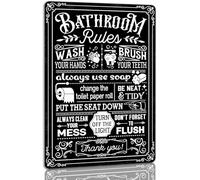 JIUFOTK Divertente cartello in latta per bagno, con citazione Regole in metallo per toilette, bagno di casa, poster vintage, 5,5x8 pollici