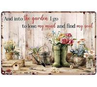 JIUFOTK Fiorista in metallo e nel giardino vado a perdere la testa e trovare la mia anima stanza in metallo retrò bar classico segno cucina persone grotta soggiorno decorazione regalo 12x16 pollici