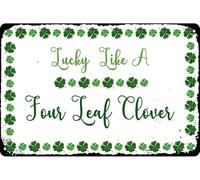 JIUFOTK Fortunato come un quadrifoglio vintage in metallo, felice giorno di San Patrizio per cucina, caffè, casa, 12x16 pollici