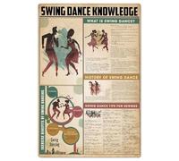 JIUFOTK Insegna in metallo Swing Dance Knowledge, da parete in latta, stile vintage, per bar, club, studio, 8x12 pollici