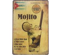 JIUFOTK La Habana Cuba Mojito Drink Targa in metallo retrò da parete Bar Pub Poster in metallo 8x12 pollici