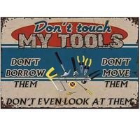 JIUFOTK Meccanico d'epoca Non toccare i miei attrezzi Non prenderli in prestito Non spostare il tema Non guardarli nemmeno Divertente cartello degli attrezzi per officina o garage ation 12x16 pollici