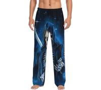 JIUFOTK Pantaloni da iama da uomo con la falce del mietitore che gioca a dadi, pantaloni da iama da salotto, pantaloni da notte con tasche