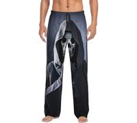 JIUFOTK Pantaloni da iama da uomo con la morte che mostra il segno del silenzio, pantaloni da iama da salotto, pantaloni da notte con tasche