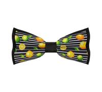 JIUFOTK Papillon a strisce nere con limoni e arance per uomo, classici, regolabili, con clip, per abbigliamento formale, per lavoro e matrimonio.