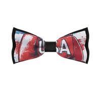 JIUFOTK Papillon pre-annodati regolabili con bandiera americana e guantoni da boxe vintage per uomo, fascia da collo formale, regalo per matrimonio