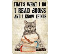 JIUFOTK Poster di gatti, questo è ciò che faccio, poster di libri divertenti con libro per arte murale e cartello Sai cose, regalo per club, bar, arredamento per la casa, 12x16 pollici