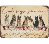 JIUFOTK Poster vintage divertente Dio dice che sei un amante dei cani, in metallo retrò, per cucina, pub, caffetteria, bagno, club, cortile, giardino, fattoria, 8x12 pollici