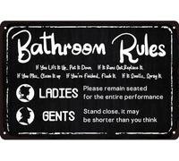 JIUFOTK Regole per il bagno, cartello in metallo, regole per il bagno, metallo per uomini e donne, decorazione per bagno, club, bar, 5,5x8 pollici