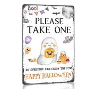 JIUFOTK Si prega di prenderne uno in modo che tutti possano godersi il divertente cartello in metallo vintage, cartello di Halloween per la casa, la fattoria, le feste, l'arte murale. 8x12 pollici