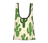JIUFOTK Simpatica borsa per la spesa pieghevole e riutilizzabile con motivo a cactus, borsa portatile per l'uso quotidiano.