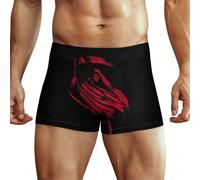 JIUFOTK Slip Boxer Elasticizzati in Morbida Seta Ghiaccio Traspirante da Uomo con Motivo Red Grim Reaper