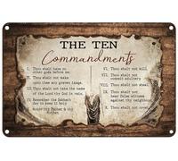 JIUFOTK Statua in metallo vintage Dio dei Dieci Comandamenti rustica per casa, camera da letto, bar, caffetteria, club, 12x16 pollici