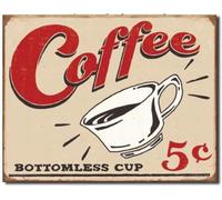 JIUFOTK Tazza da caffè vintage retrò in metallo senza fondo, 5 centesimi, per casa, garage, bar, negozio, 5,5x8 pollici