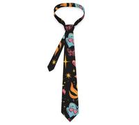 JIUFOTK Y2k Skull Flame Butterflies Hearts Classic Ties for Men Trendy Graphic Printing Necktie Wedding Business