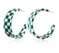JIUIQL Orecchini pendenti in resina acrilica a forma di C, unici e minimalisti, stile vintage anni '70, '80, '90, alla moda, geometrici, neri e bianchi, orecchini a cerchio per donne, gioielli da