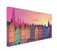 JIUJIUJIU Tappetino da tavolo da gioco (1000x500x2mm) - Tappetino per mouse Edinburgh City Silhouette - Base in gomma per bordi cuciti antiscivolo antiscivolo
