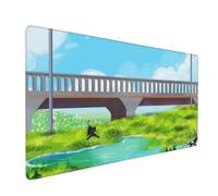 JIUJIUJIU Tappetino per mouse da gioco Bridge and Black Cat (900x400mm) | Bordi cuciti e superficie facile da pulire per l'uso domestico e in ufficio
