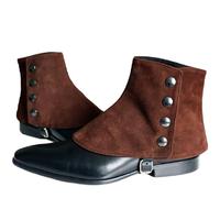 JIULINGHOU Stivali medievali pirata coperture PU camoscio satinato leggings scarpe ghette corte guerriero vichingo uomo scarpe retrò spats