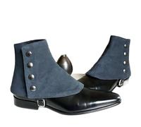JIULINGHOU Stivali medievali pirata coperture PU camoscio satinato leggings scarpe ghette corte guerriero vichingo uomo scarpe retrò spats